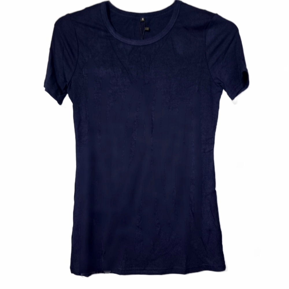 🆕🆕Ficerd Ribbed Short Sleeve  T-Shirt in Navy Small NWT